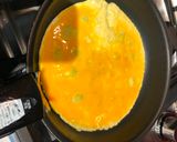 A picture of step 2 of Omu rice  (Japanese style Rice omelette).