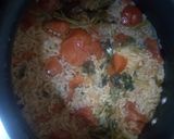 A picture of step 4 of Egg Biriyani, cauliflor chilli,potato fried with Badam Drink.