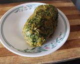 A picture of step 3 of Maharashtrian style Kothimbir vadi/Coriander Fritters/Dhaniya Rolls.