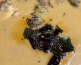 A picture of step 4 of Kadhi pakoda with Rice.