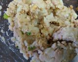 A picture of step 4 of Walnut Puffed Rice kabab with walnut mayo dip.