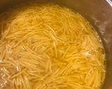A picture of step 1 of Noodle Soup with Serrano Ham and Hard-Boiled Egg.