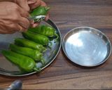A picture of step 1 of Stuffed Mirchi Bhajiya (Stuffed Chili Fritters).