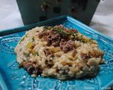 A picture of step 15 of Venison sausages risotto.