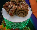 A picture of step 17 of Choco filled Biscuit Swiss Roll.