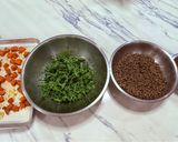 A picture of step 6 of Spiced sweet potato, puy lentil and rocket with honey and parmesan cheese.