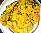 A picture of step 2 of Muri makha followed by spinach fry.