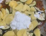 A picture of step 6 of Achari Aloo Baingan.