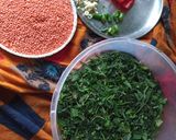 A picture of step 1 of Bathua ki daal.