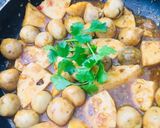 Hình bước làm 3 của món Trứng cút,chả kho cà ri xả ớt (chay) 😋😋