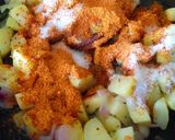 A picture of step 5 of Chettinad Aloo fry.