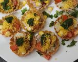 A picture of step 3 of American corn poori chat.