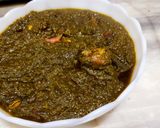 A picture of step 7 of Palak gosht.