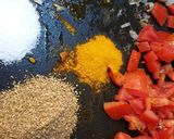 A picture of step 5 of Achari Bhindi.