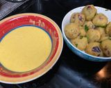 A picture of step 4 of Aloo bonda (fried potato balls).