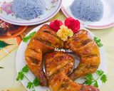 Hình bước làm 4 của món Xôi hoa đậu biếc đùi gà nướng nồi chiên ko dầu