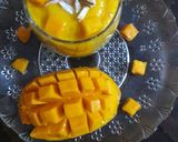 A picture of step 3 of Alphanso Mango shake with vanilla ice cream.