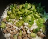 A picture of step 2 of Fiber Soup with Meatball pieces of eight.