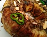 A picture of step 6 of Maqluba with Ground Beef.