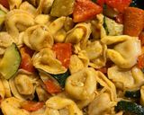 A picture of step 5 of Easy Pesto Tortellini with Summer Vegetables.