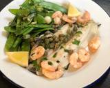 Lemon sole, capers, prawns and mangetout recipe step 5 photo