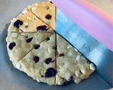 A picture of step 7 of SCONES with red berries & white chocolate chips!! 🍓🥛.