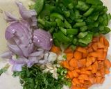 A picture of step 1 of Veg rice pulao from left over rice.