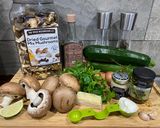 A picture of step 1 of Kuchisabishii wild 'shroom courgetti.