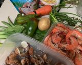 A picture of step 1 of My Seafoods & Veggies Creamy Green Curry.