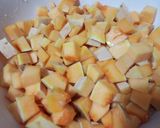 A picture of step 1 of Kumror Chakka Vegan pumpkin curry with black chickpeas.
