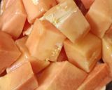 A picture of step 2 of Papaya melon juice.