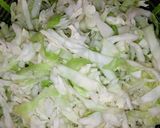 A picture of step 4 of Dambun shinkafa with cabbage.
