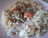 Foto del paso 4 de la receta Gulas con langostinos, bacalao y arroz integral