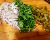 A picture of step 1 of English style Fish and Chips with Mushy Peas and Tartar Sauce.