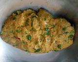 A picture of step 4 of Winter special Digestive Dhebri with leafy greens.