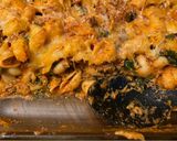 A picture of step 5 of Easy stuffed shells (pasta bake) spinach mushrooms and ricotta cheese.