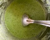 A picture of step 3 of Patishapta with a spinach purée.