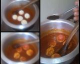 A picture of step 5 of Spaghetti with egg curry and french beans.