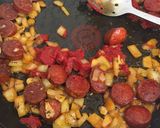A picture of step 3 of Chorizo Beans on Toast.