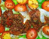 A picture of step 7 of Mike's Black Pepper Bison & Garlic Russets On Sea Salt Bricks.