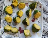 A picture of step 7 of Bharwa karela.