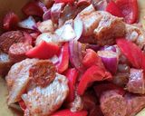 Une image de l'étape 1 de Brochettes de poulet et chorizo.
