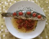 A picture of step 5 of Sea Bass with cherry tomatoes al cartoccio.