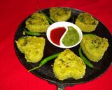 A picture of step 7 of Spinach dhokla.