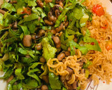 A picture of step 1 of Noodles with beans.