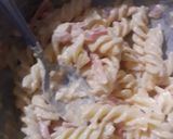 A picture of step 3 of Thousand island dressing pasta salad.