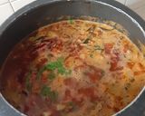 A picture of step 4 of Banglore style vegetable pulao (veg tomato bath) and mosru bajji.