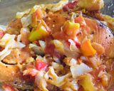 A picture of step 8 of Salmon with tomato cheese.