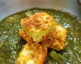 A picture of step 10 of Paneer tikka masala in paalak gravy.