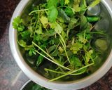A picture of step 1 of Pudina pani for pani puri.